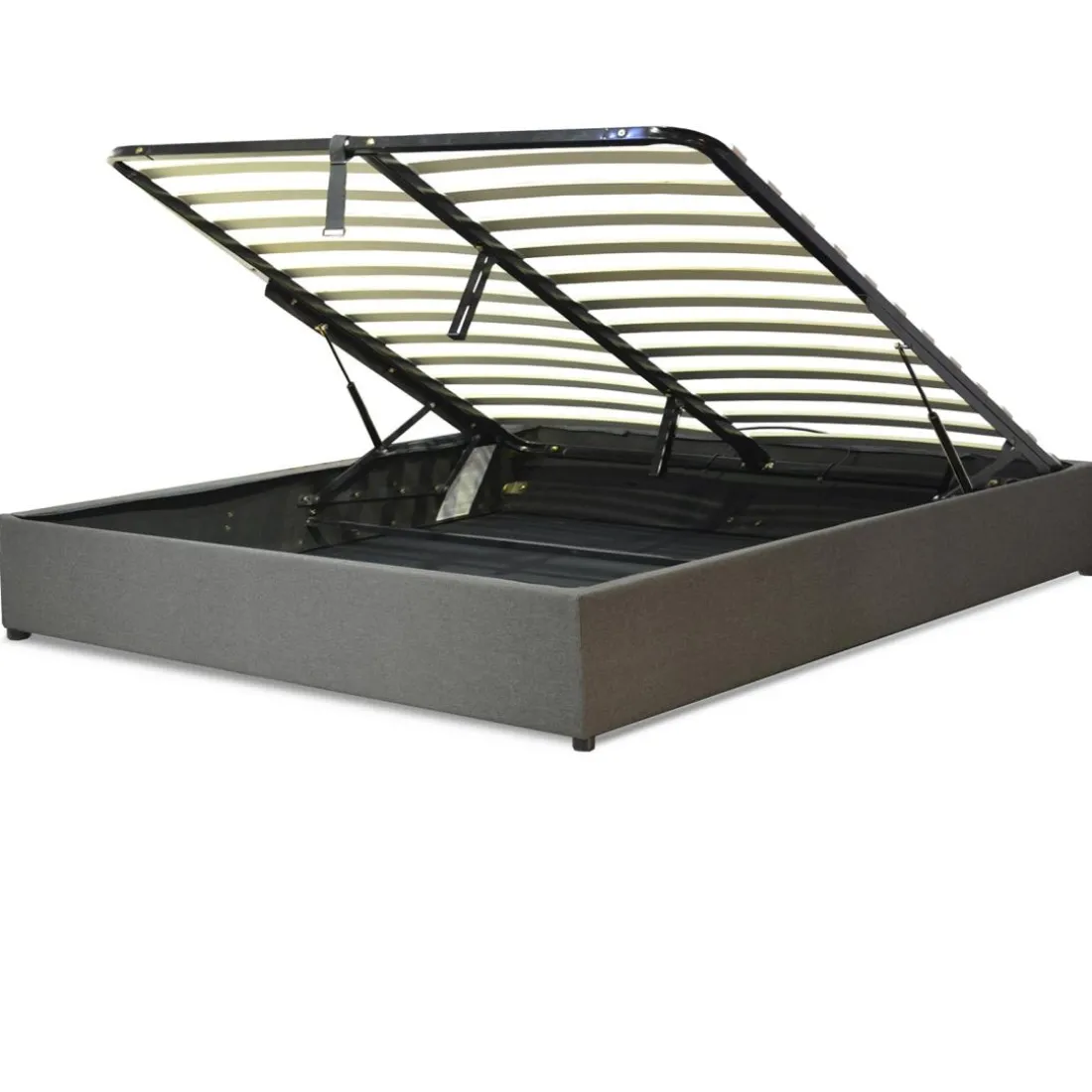 Lit coffre cancun tissu gris clair