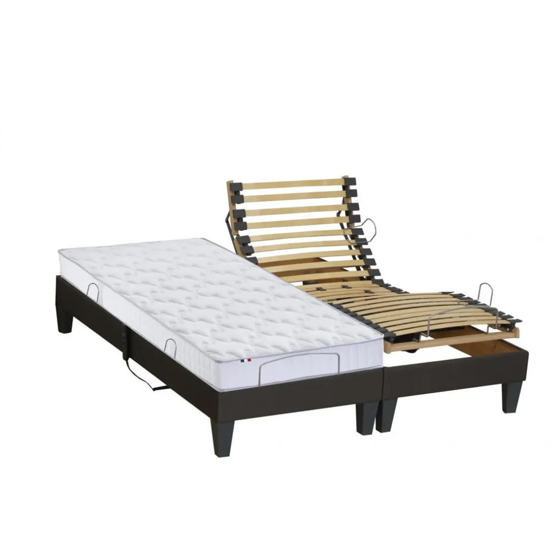 Lit de Relaxation Matelas Mousse à Mémoire de Forme et Sommier Electrique et 8 Pieds RUHE