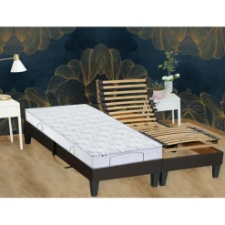 Lit de Relaxation Matelas Mousse à Mémoire de Forme et Sommier Electrique et 8 Pieds RUHE