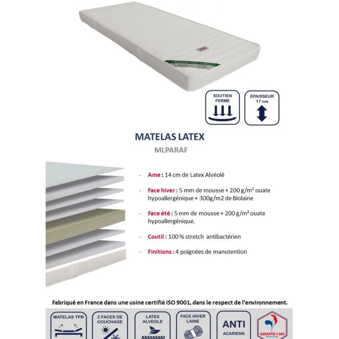 Lit de Relaxation Matelas Mousse à Mémoire de Forme et Sommier Electrique à Lattes Hêtre RUHE
