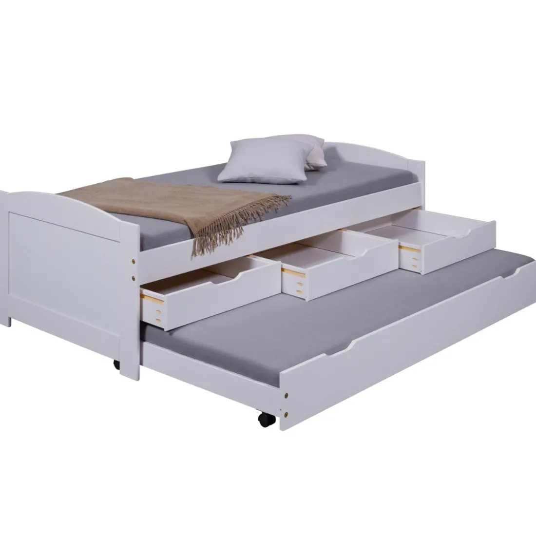 Lit en Pin Massif 90x190 ULLI Blanc