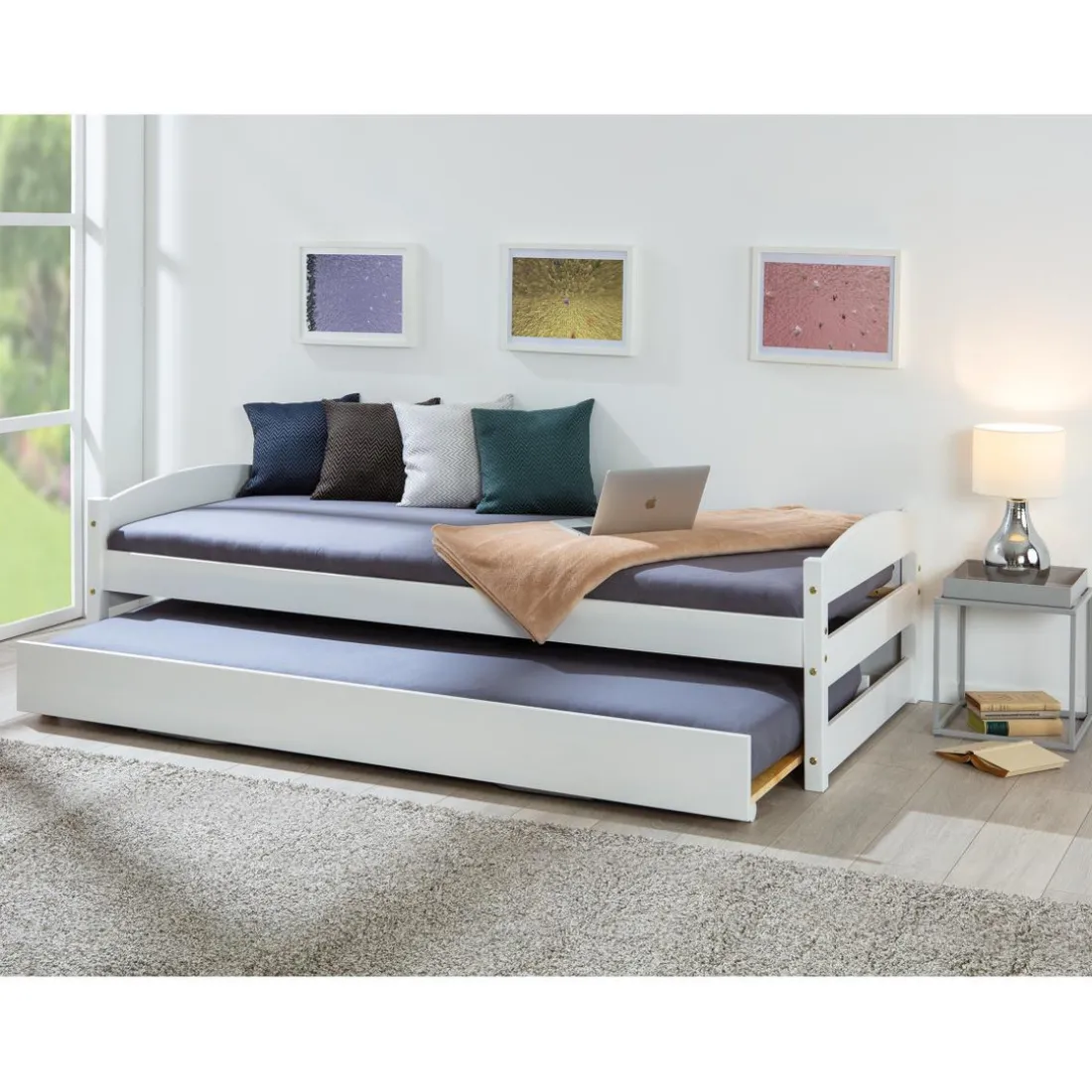 Lit Gigogne 90x200 blanc QUINTAS
