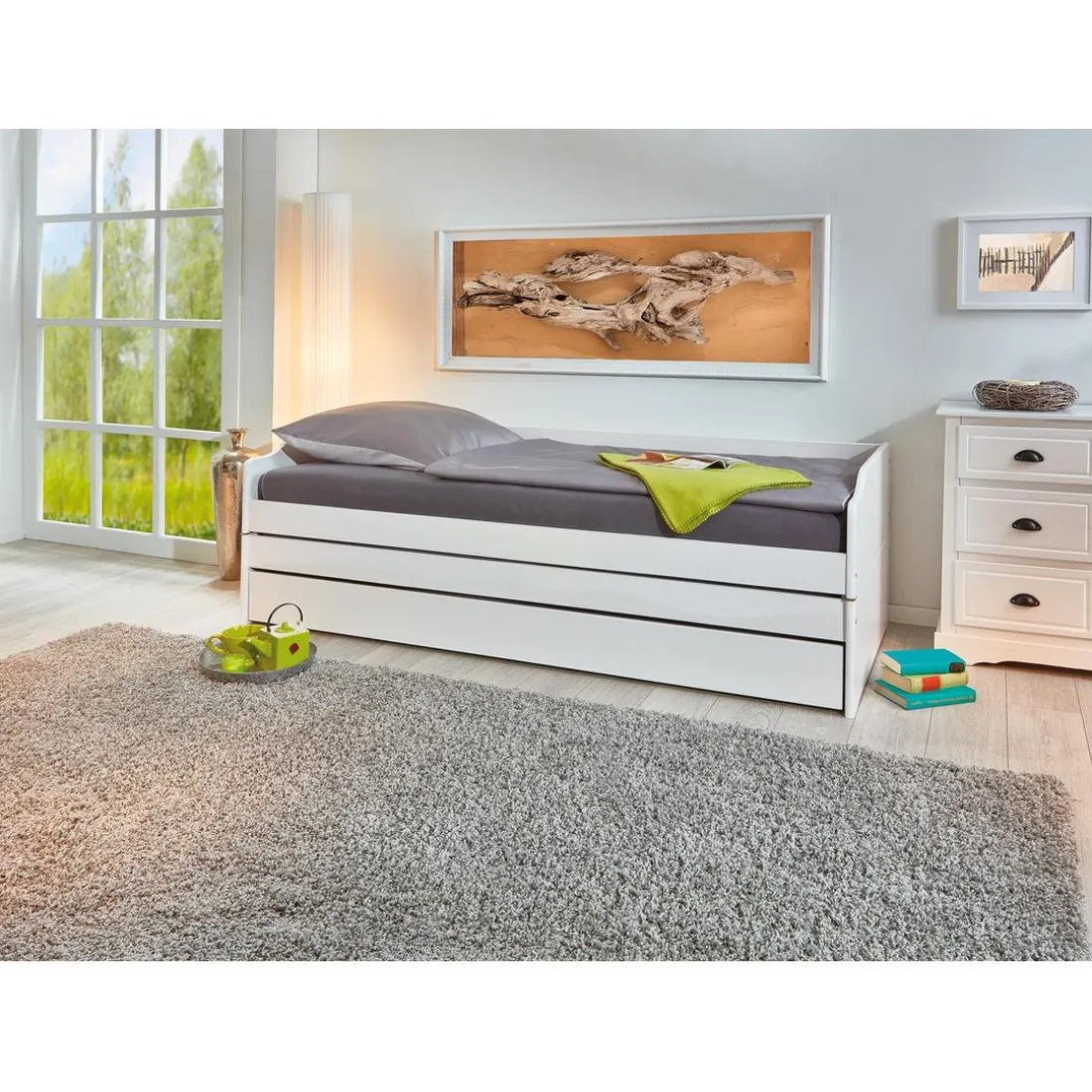 Lit multifonction 90x200 blanc LORA