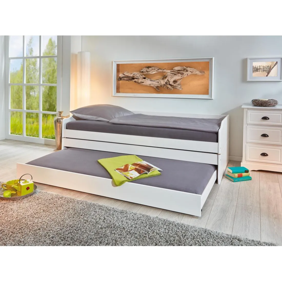Lit multifonction 90x200 blanc LORA