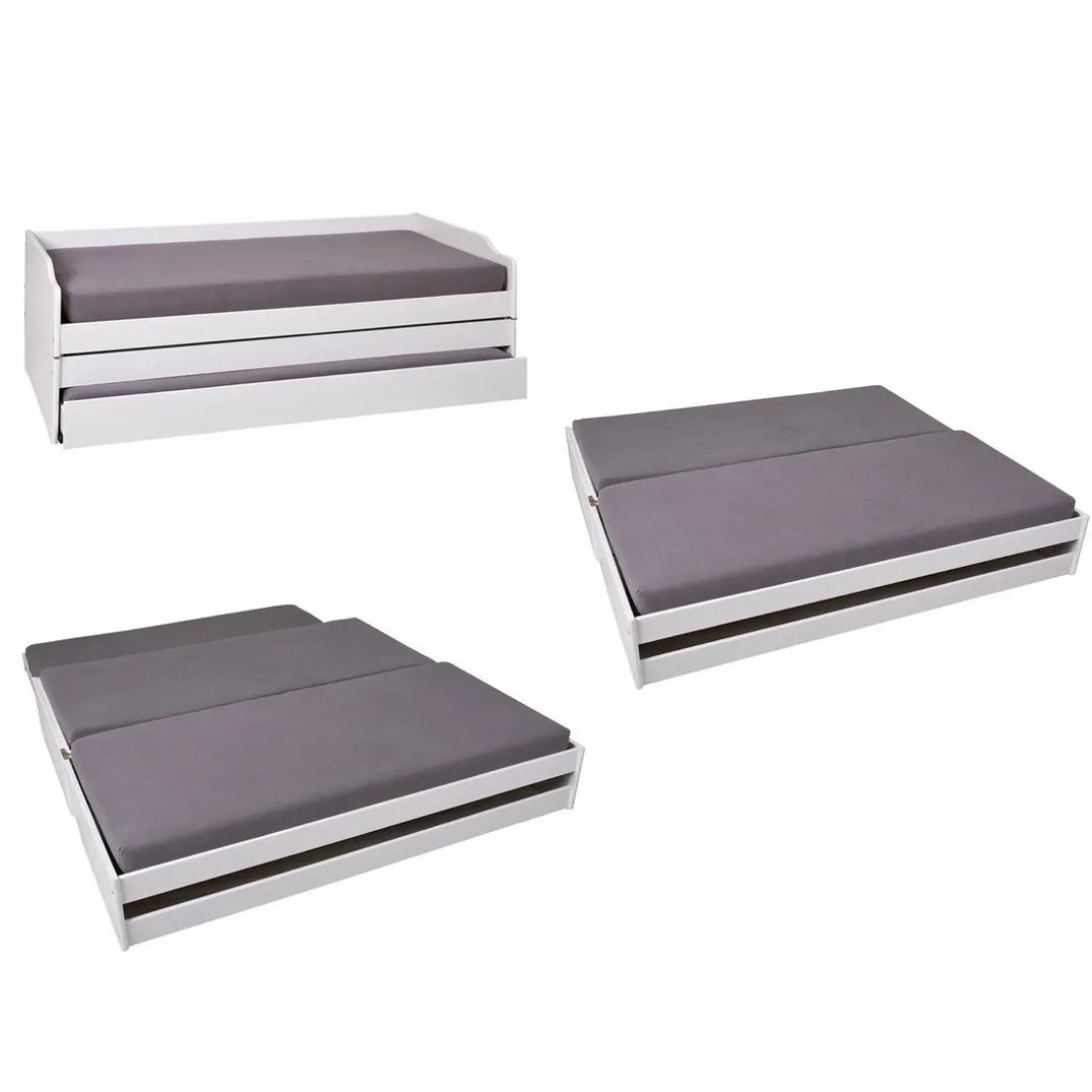 Lit multifonction 90x200 blanc LORA