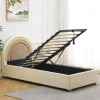 Lit simple avec tête de lit en arche et sommier relevable Bedbow Simili Beige