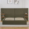 Lit-coffre complet avec tablettes et ports USB intégrés Lukas Tissu Vert