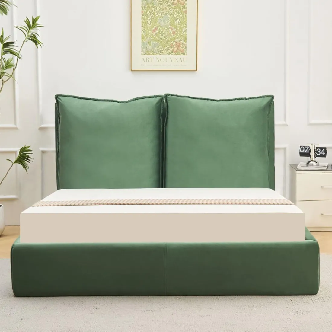 Lit-coffre Coussino sommier relevable Velours