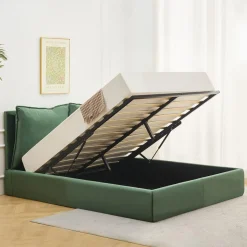 Lit-coffre Coussino sommier relevable Velours Vert
