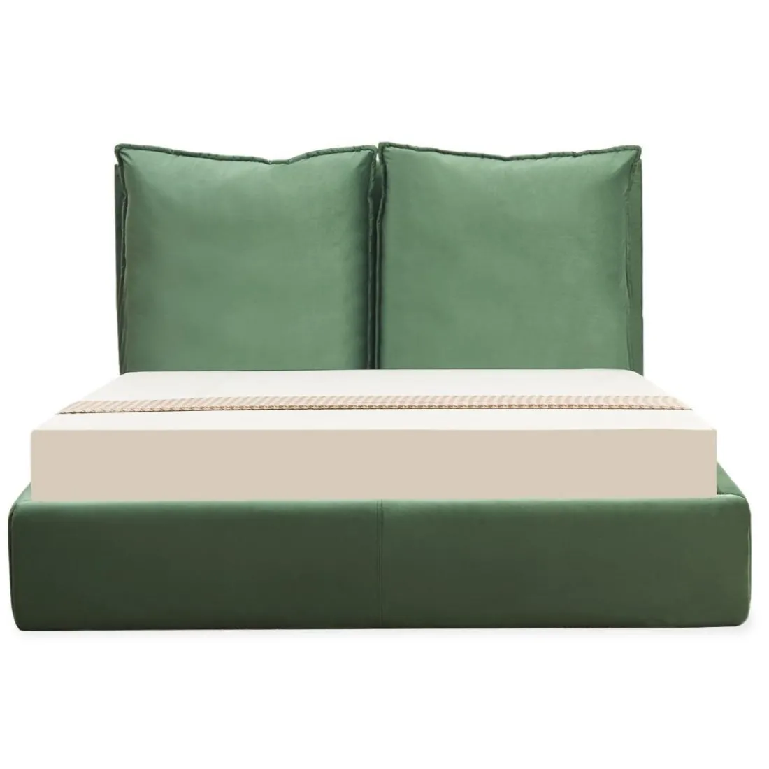 Lit-coffre Coussino sommier relevable Velours Vert