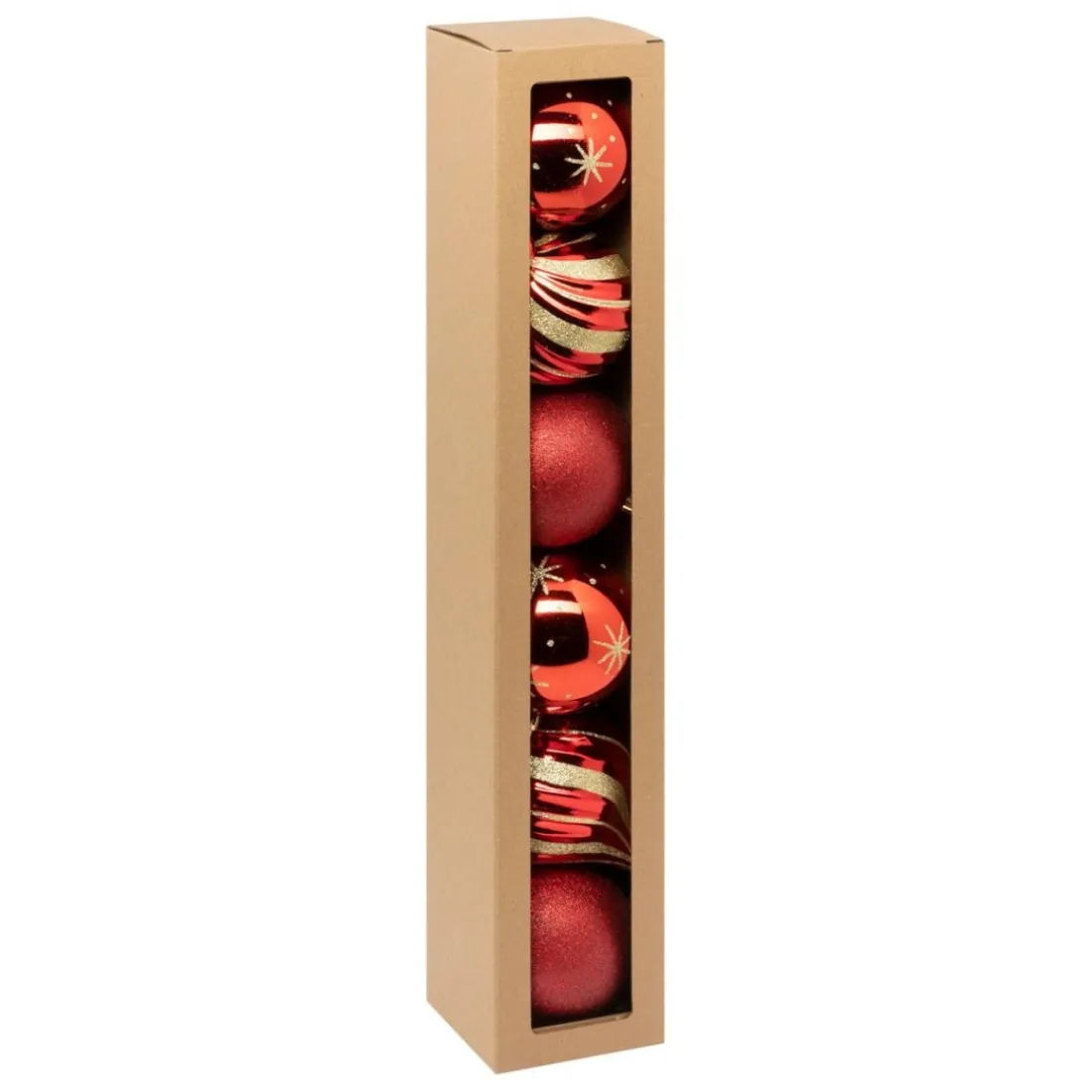 Lot 6 boules déco rouge et or