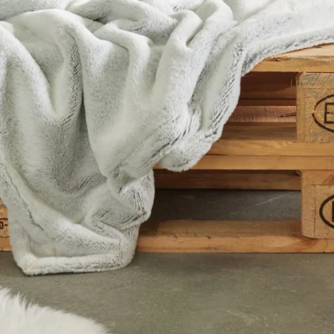 Lot Coussin + Plaid Glacier Acier Cocoon