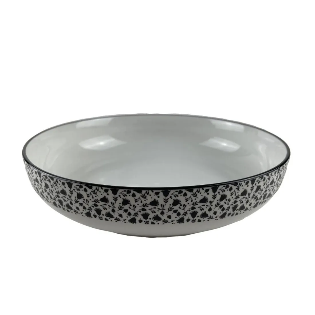 Lot de 4 assiettes creuses céramique BLACK FLOWERS