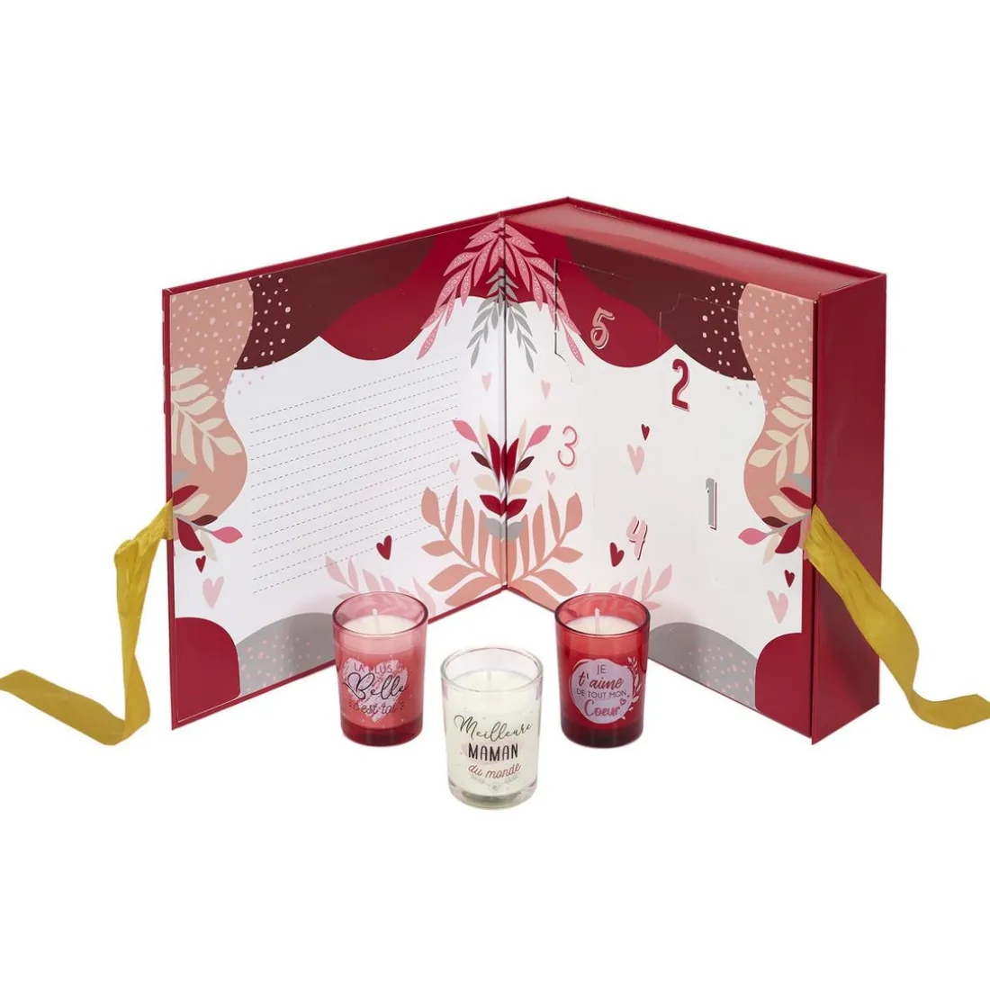 Lot de 5 Bougies Parfumées Calendrier Maman en verre