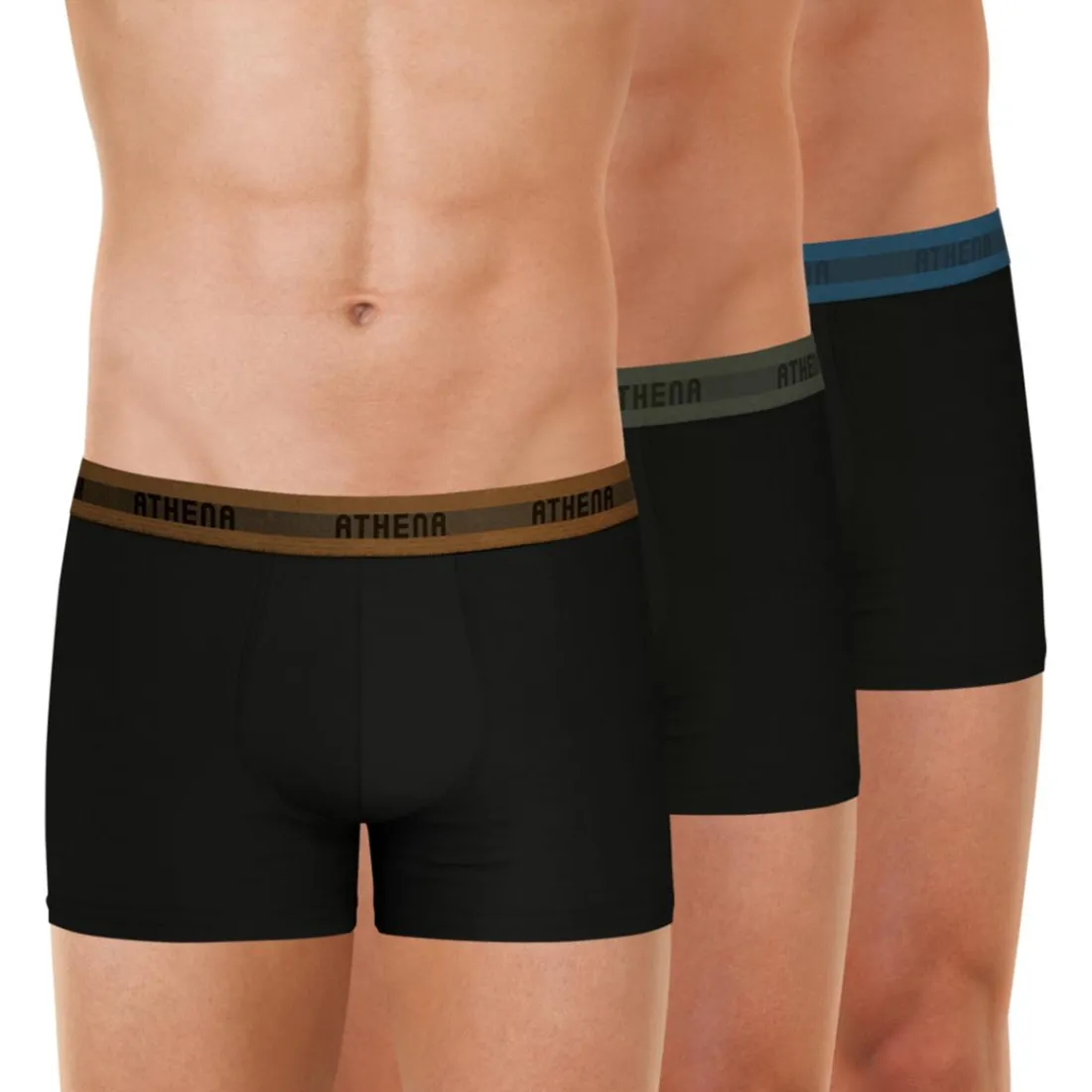 Lot de 3 boxers Easy Recyclé Athena noir en coton