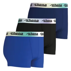 Lot de 3 boxers garçon Color Athena bleu en coton