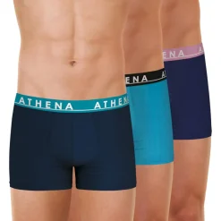 Lot de 3 boxers homme Easy Color Athena bleu en coton