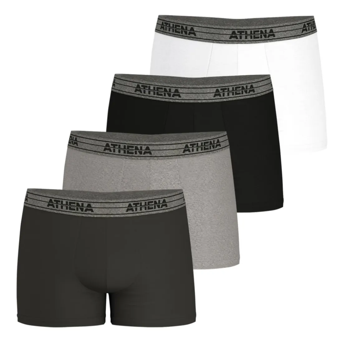 Lot de 4 boxers homme Eco Pack Basic Coton Athena gris