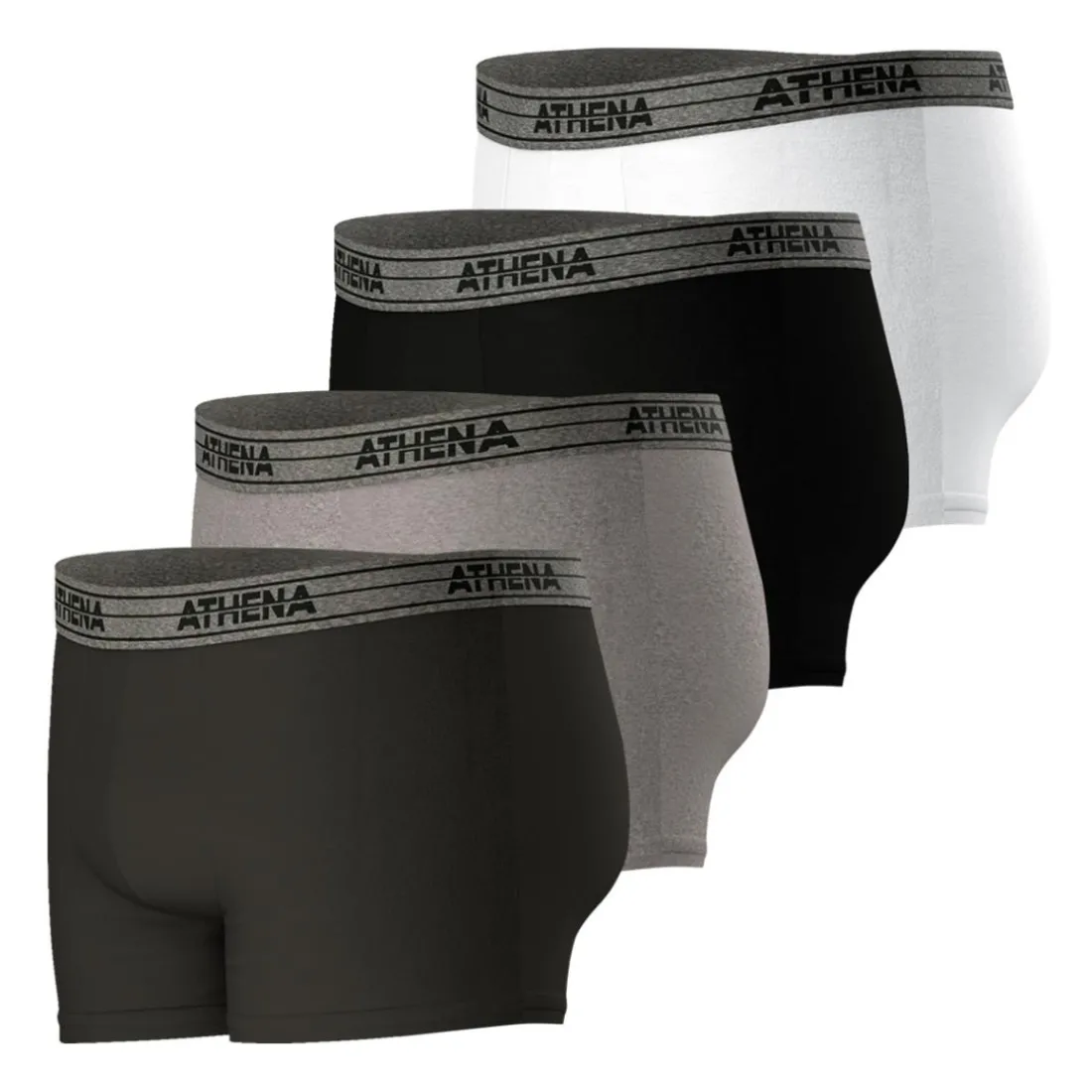 Lot de 4 boxers homme Eco Pack Basic Coton Athena gris