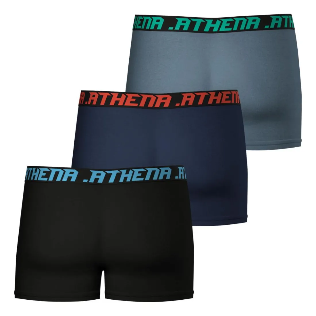 Lot de 3 boxers homme Trio Essentiel Athena multicolore en coton bleu