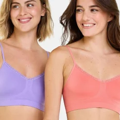 Lot de 2 brassières sans armatures - Rose Lantana + Violet