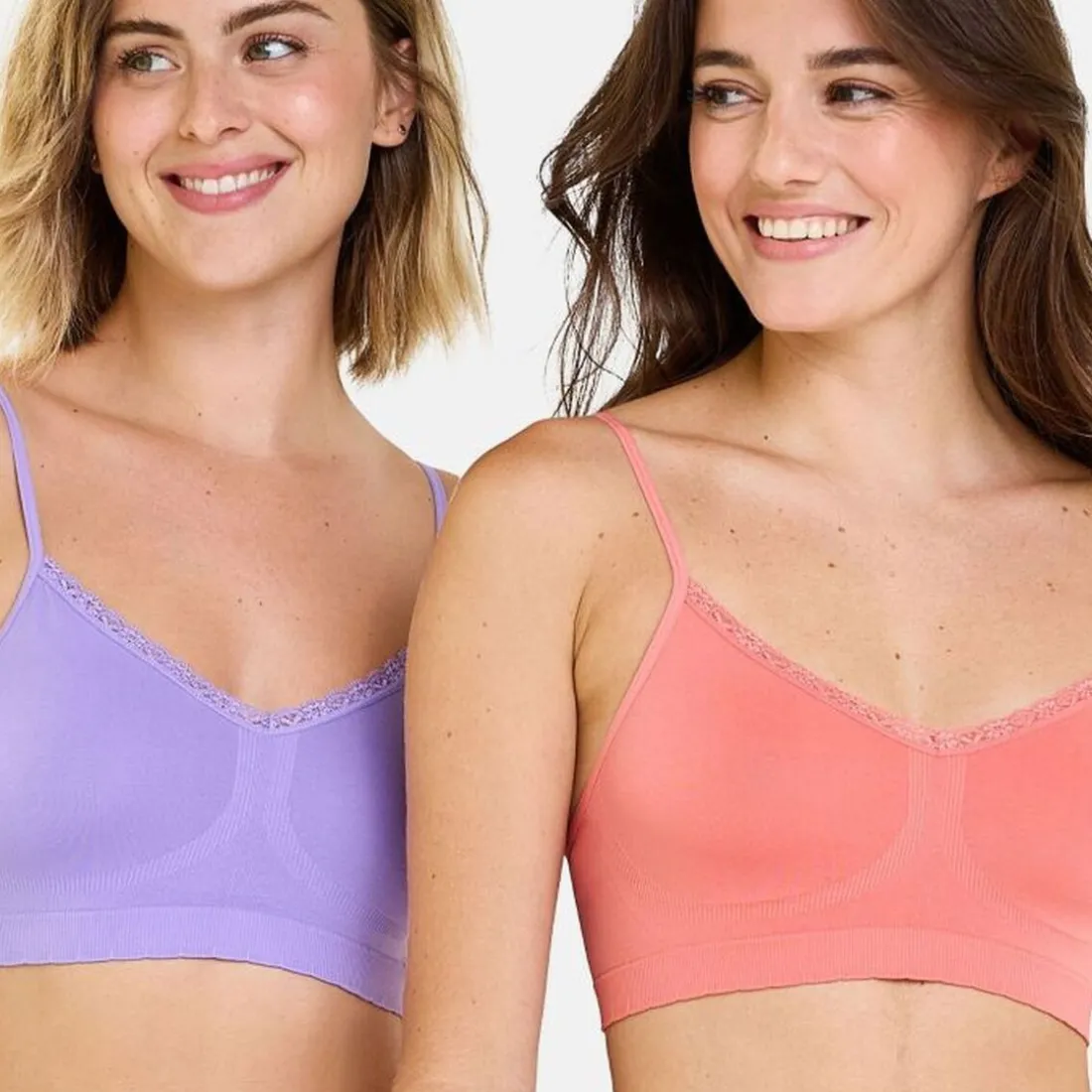 Lot de 2 brassières sans armatures - Rose Lantana + Violet