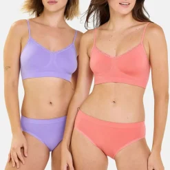 Lot de 2 brassières sans armatures - Rose Lantana + Violet