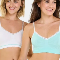 Lot de 2 brassières sans armatures - Vert et Blanc