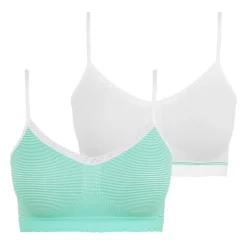 Lot de 2 brassières sans armatures - Vert et Blanc