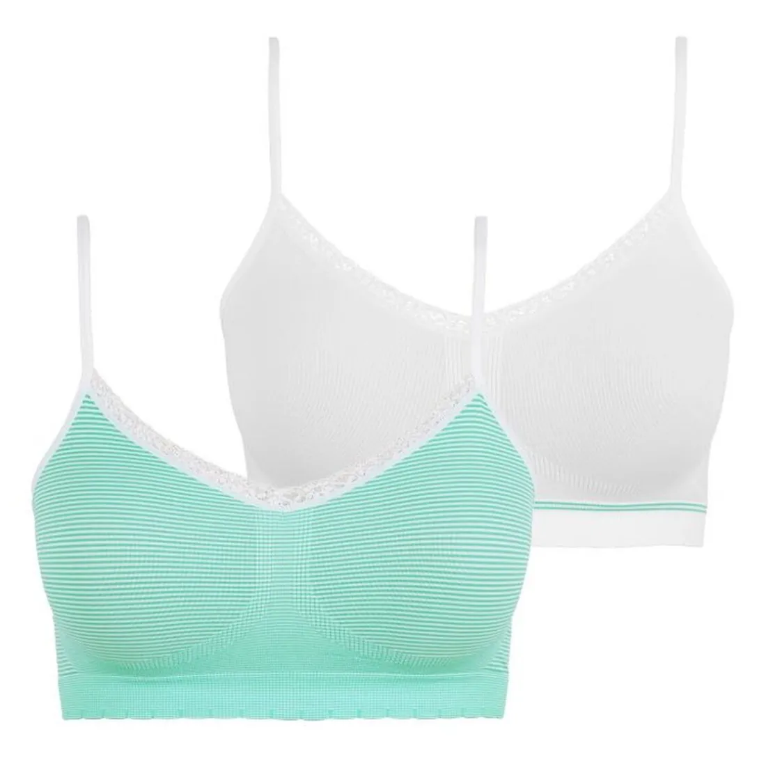 Lot de 2 brassières sans armatures - Vert et Blanc