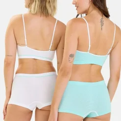 Lot de 2 brassières sans armatures - Vert et Blanc