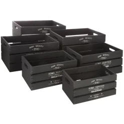 Lot de 6 caisses cagettes factory noires