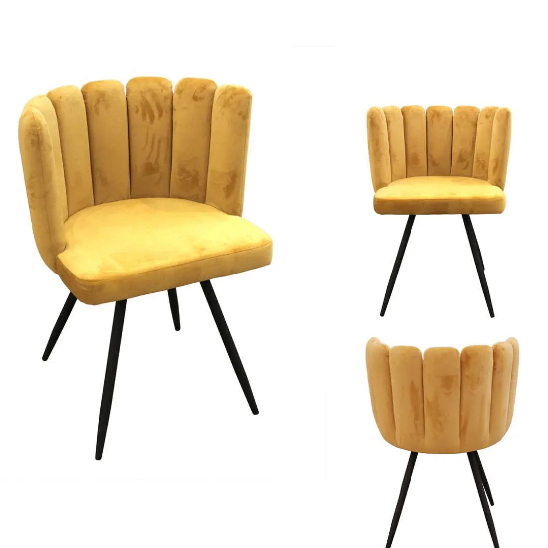 Lot de 2 Chaises ARIEL Velours Jaune