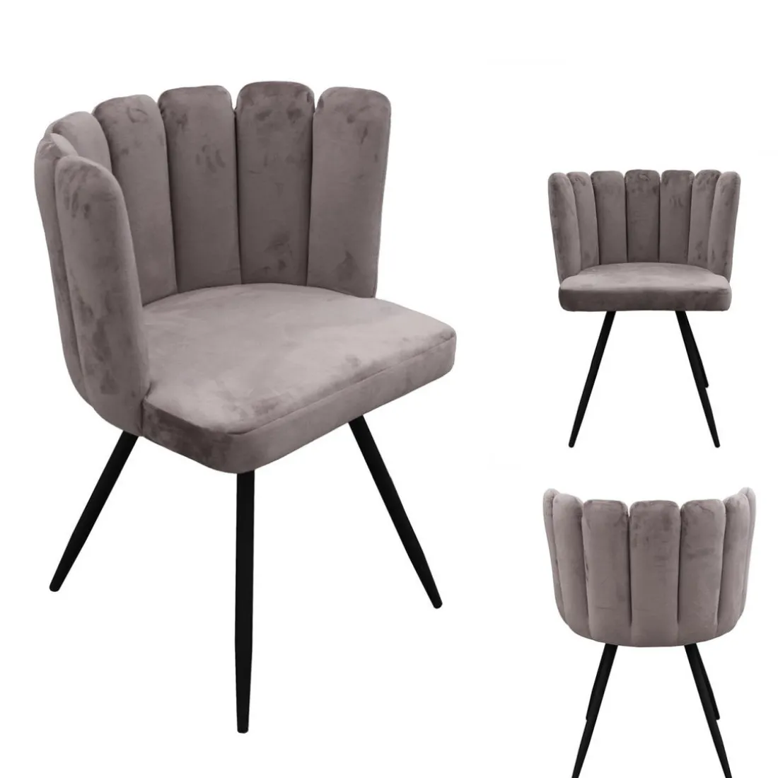 Lot de 2 Chaises ARIEL Velours Gris