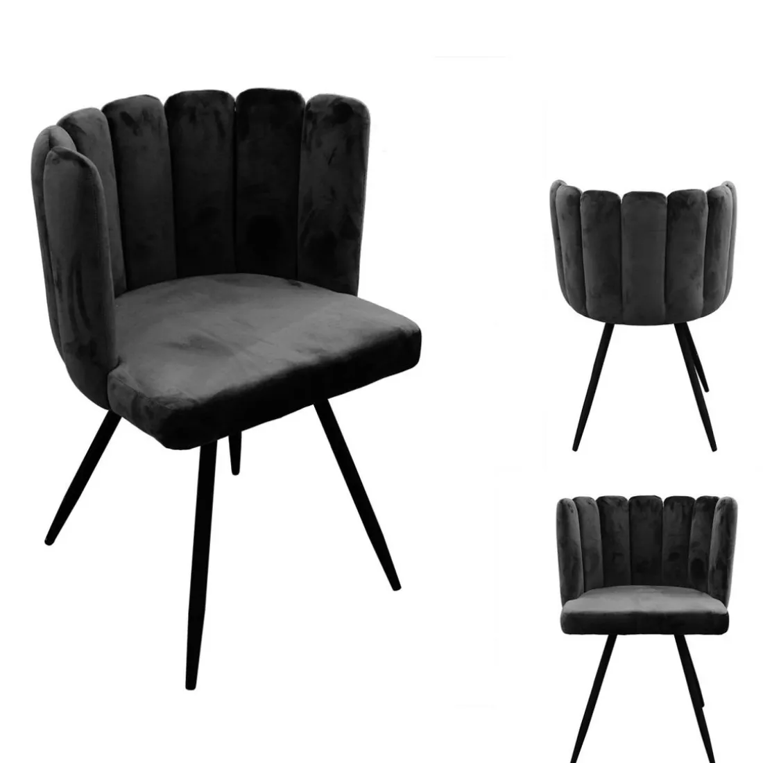 Lot de 2 Chaises ARIEL Velours Noir