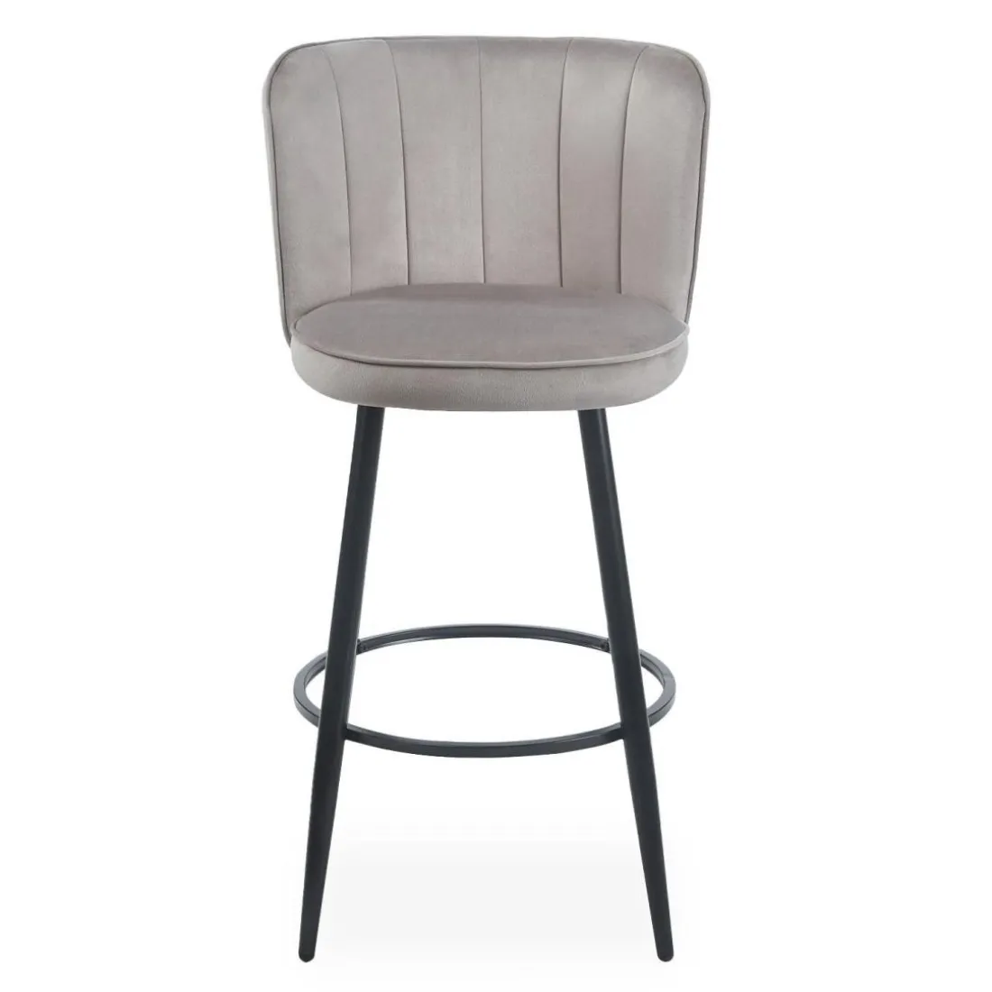 Lot de 2 chaises de bar au dossier incurvé Philippa Velours Taupe grisé