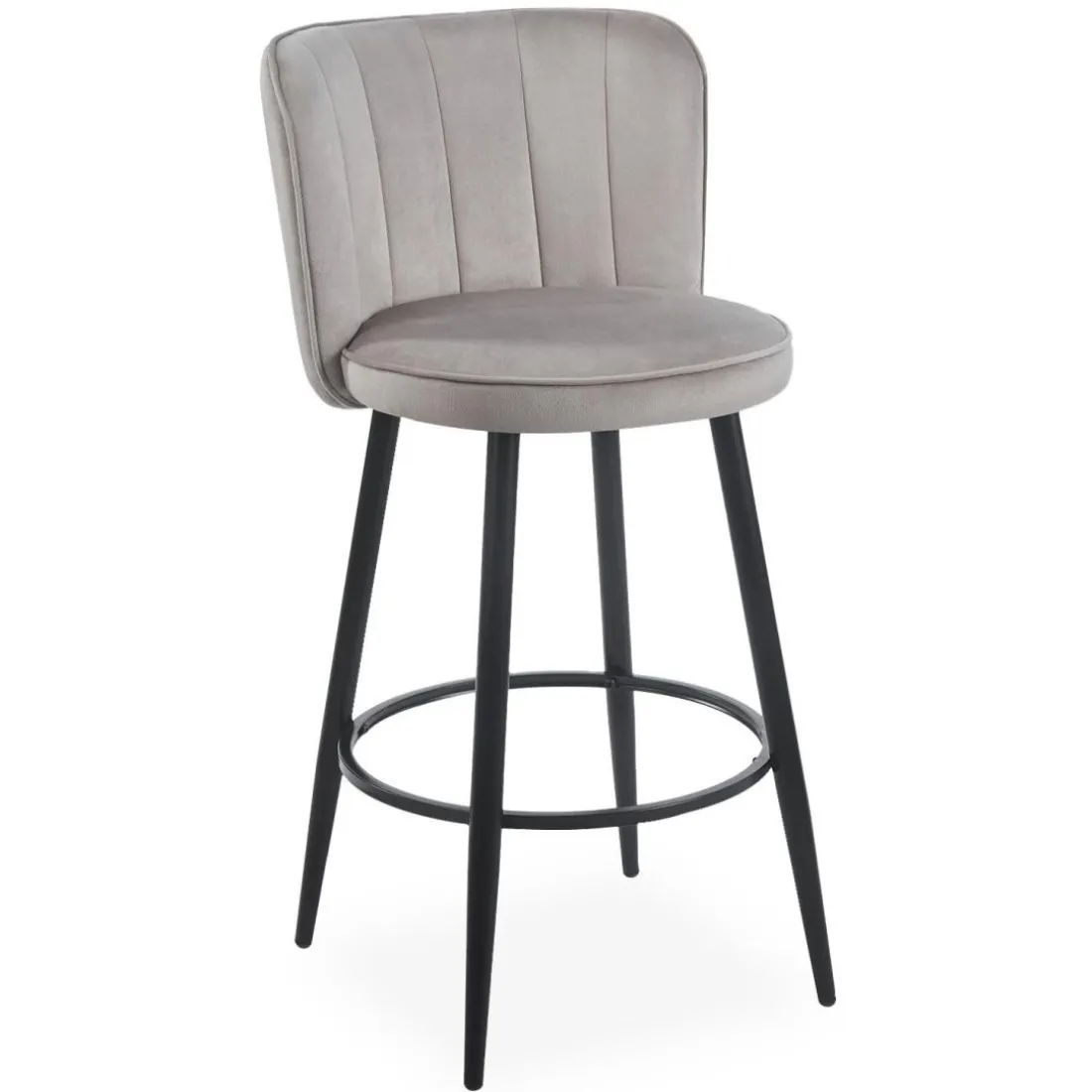 Lot de 2 chaises de bar au dossier incurvé Philippa Velours Taupe grisé