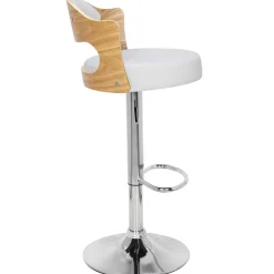 Lot de 2 chaises de bar Chêne Clair & Simili Blanc CAPRI