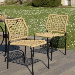 Lot de 2 chaises de jardin en cordage tressé beige VIANNEY