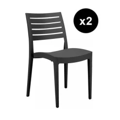 LOT DE 2 CHAISES De Jardin Firenze Anthracite