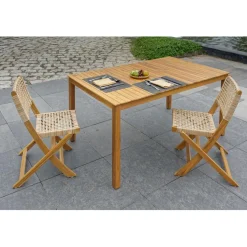 Lot de 2 chaises de jardin en acacia massif et corde