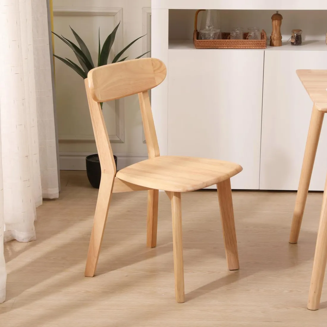 Lot de 2 Chaises de Salle a Manger Scandinave en Bois Massif Marron