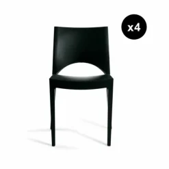 Lot De 4 Chaises Design Noire Venise
