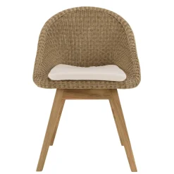 Lot de 2 chaises jardin rotin synthé. avec coussin pieds évasés KALLY