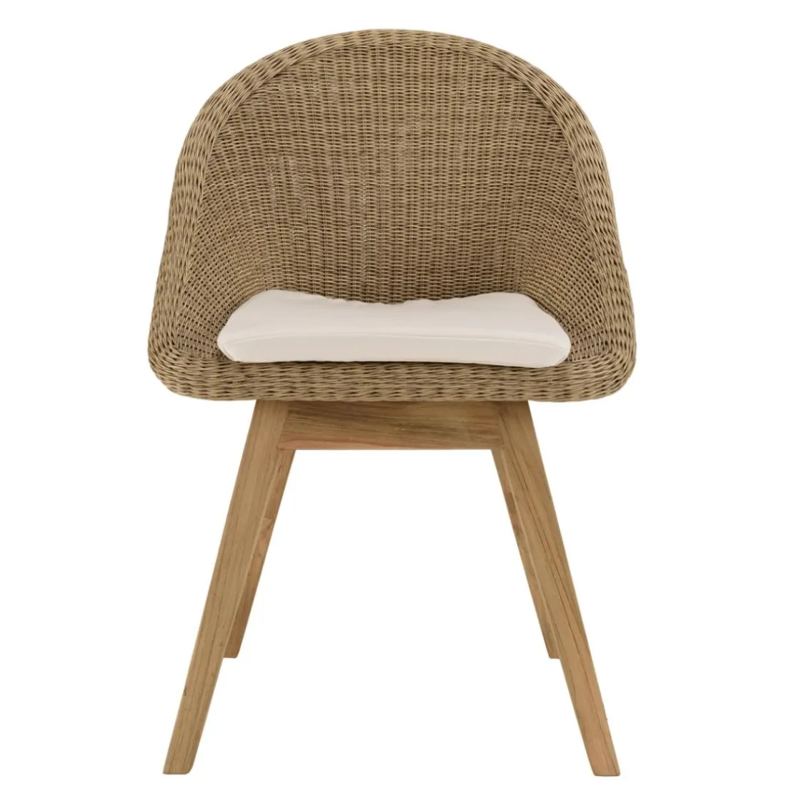 Lot de 2 chaises jardin rotin synthé. avec coussin pieds évasés KALLY