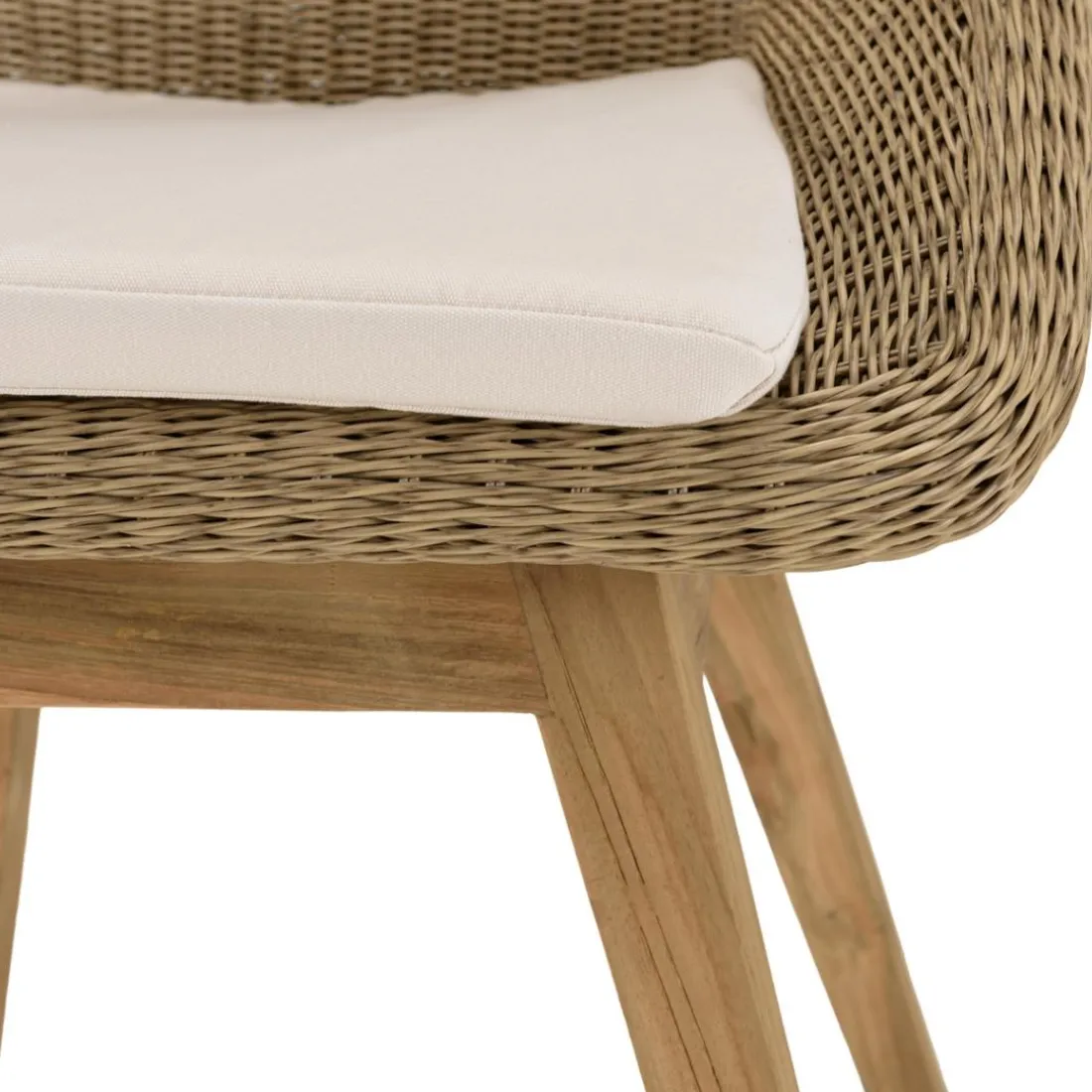 Lot de 2 chaises jardin rotin synthé. avec coussin pieds évasés KALLY
