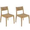 Lot de 2 chaises jardin teck rotin synthétique tressé beige VALERIA