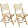Lot de 2 chaises pliantes textilène couleur beige