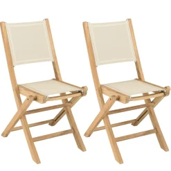 Lot de 2 chaises pliantes textilène couleur beige