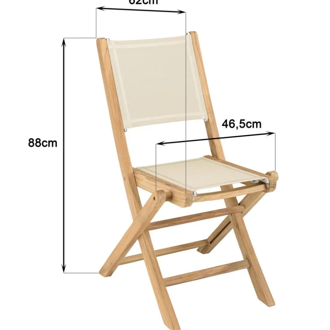 Lot de 2 chaises pliantes textilène couleur beige